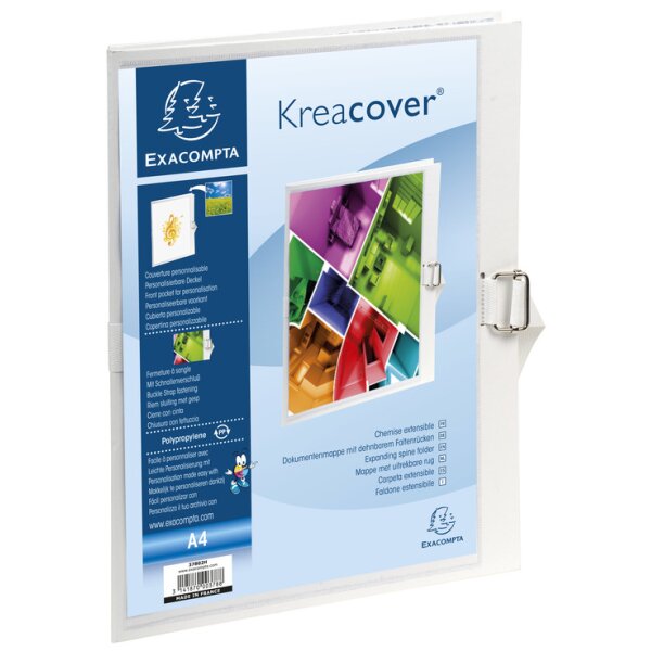 EXACOMPTA Chemise &agrave; dos extensible Kreacover, A4, blanc