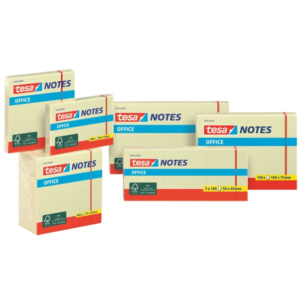 tesa Office Notes Haftnotizen, 50 x 75 mm, gelb