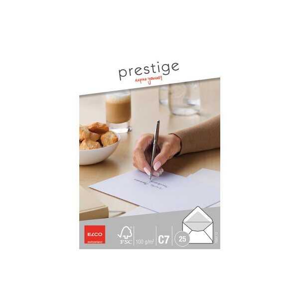 ELCO Envelope Prestige C7 79307.12 100g,blanc,s.fenêtre 25 pcs.