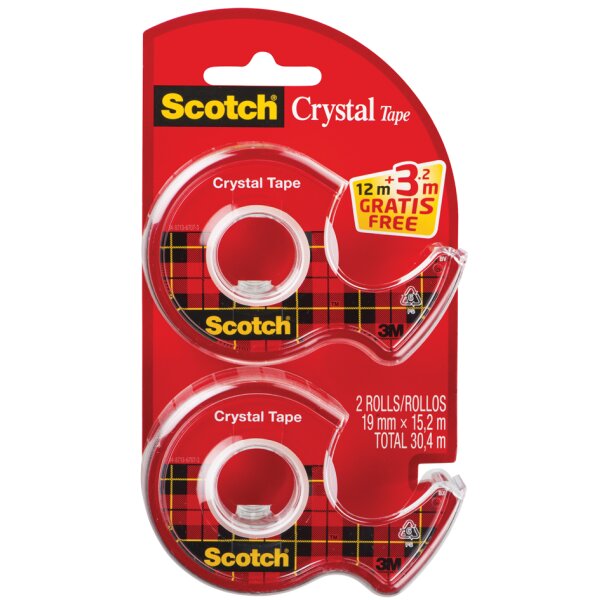 Scotch Dévidoir à main Crystal, transparent, pack économique