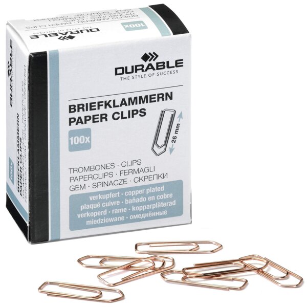 DURABLE Büroklammern, verkupfert, spitz, 26 mm