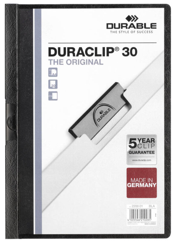 DURABLE chemise &agrave; clip DURACLIP ORIGINAL 30, format A4,noir