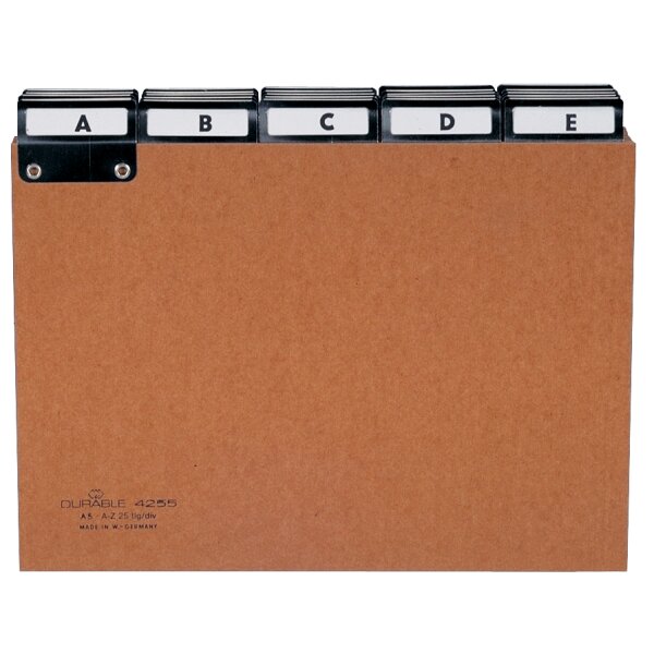 DURABLE Karteiregister A - Z, Pressspan, DIN A4 quer, braun