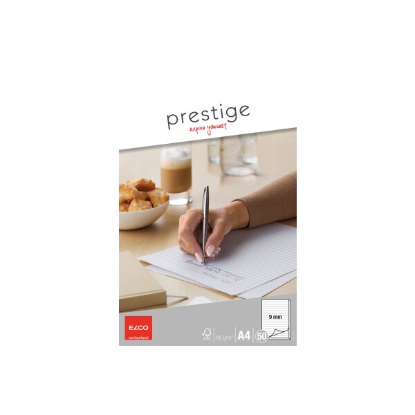 ELCO Bloc de corresp. Prestige A4 73711.15 blanc, lign&eacute;, 80g 50 flls.