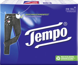 Tempo Taschentücher Klassik, 4-lagig, weiss, 30er Pack