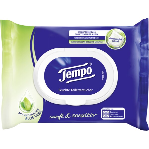 Tempo Feuchte Toilettent&uuml;cher sanft &amp; sensitiv,mit Aloe Vera