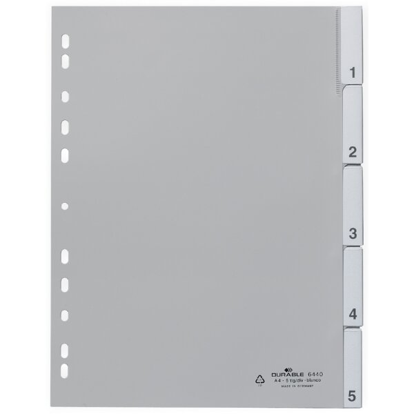 DURABLE Intercalaires en plastique, PP, &eacute;paisseur: 0,12 mm