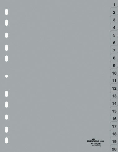 DURABLE Intercalaires en plastique, chiffres, A4, 52 touches