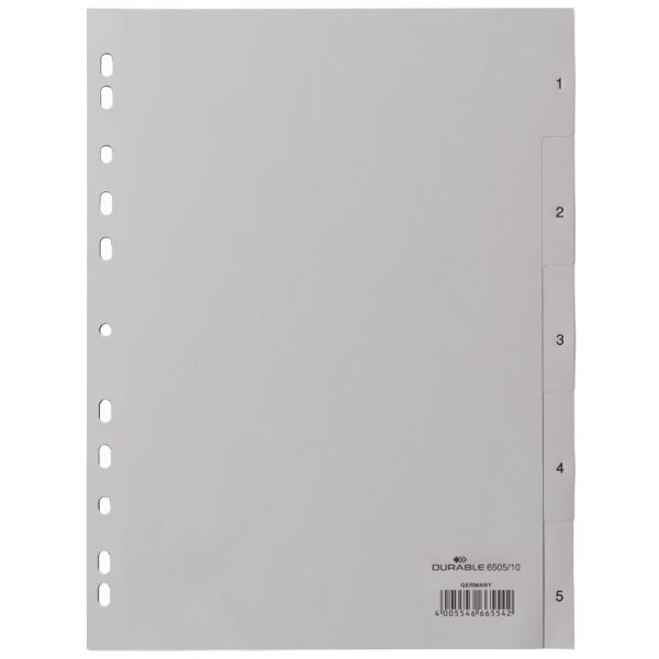 DURABLE Kunststoff-Register, Zahlen, A4, 5-teilig, 1 - 5