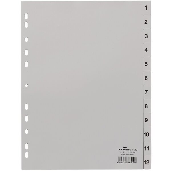 DURABLE Kunststoff-Register, Zahlen, A4, 10-teilig, 1 - 10