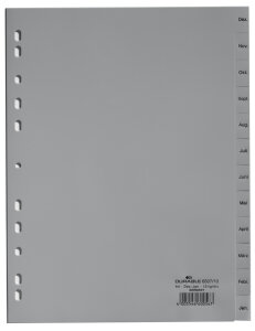 DURABLE Kunststoff-Register, Monate, A4, Januar - Dezember
