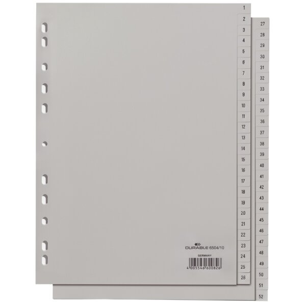 DURABLE Kunststoff-Register, Zahlen, A4, 15-teilig, 1 - 15