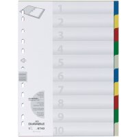 DURABLE Intercalaires en plastique, A4, PP, 10 touches