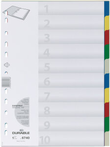 DURABLE Intercalaires en plastique, A4, PP, 20 touches