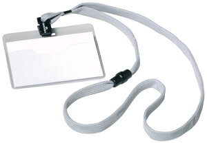 DURABLE Badge, avec lacet textile, 90 x 60 mm, bleu foncé