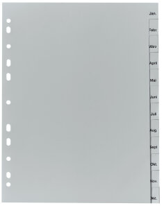 herlitz Kunststoff-Register, Monate, A4, 12-teilig