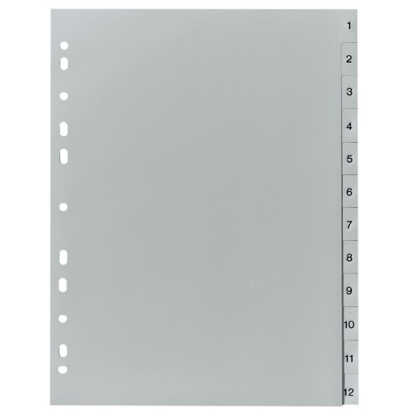 herlitz Intercalaires en plastique, chiffres, A4, 12 touches
