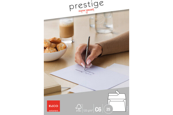 ELCO Envelope Prestige C6 73118.12 120g,blanc,s.fen&ecirc;tre 25 pcs.