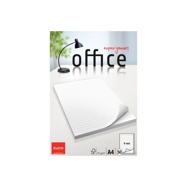 ELCO Bloc notes Office A4 74402.15 lign&eacute;, 70g 50 feuilles