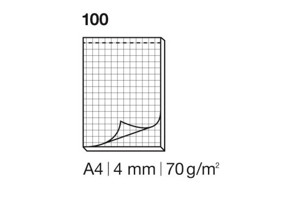 ELCO Bloc-notes quadrill&eacute; 4mm A4 74425.17 blanc, 70gm2 100 flls.