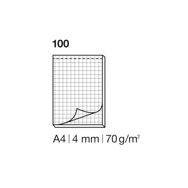 ELCO Bloc-notes quadrill&eacute; 4mm A4 74425.17 blanc, 70gm2 100 flls.