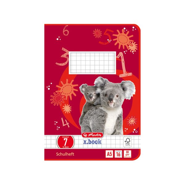 herlitz Cahier x.book, A5, lin&eacute;ature 5 / quadrill&eacute;