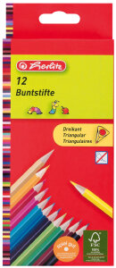herlitz Crayons de couleur triangulaires, étui...