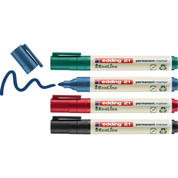 EDDING Permanent Marker 21 1.5-3mm 21-E4 4 couleurs