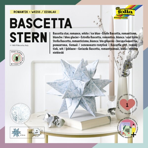 folia Faltblätter Bascetta-Stern, türkis bedruckt