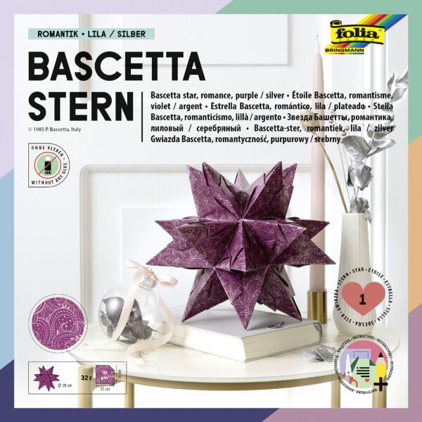 folia Faltblätter Bascetta-Stern, türkis bedruckt