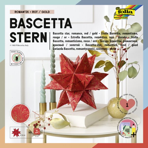 folia Faltblätter Bascetta-Stern, weiss bedruckt