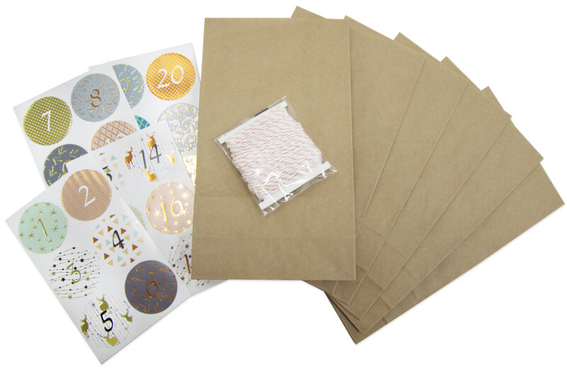 folia Adventskalender "Papiert&uuml;ten natur", braun