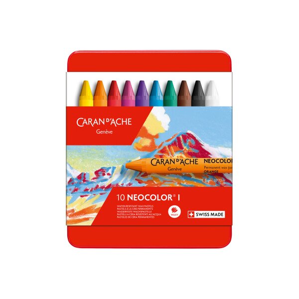 CARAN DACHE Crayons de cire Neocolor 1 7000.310 10 couleurs box métal