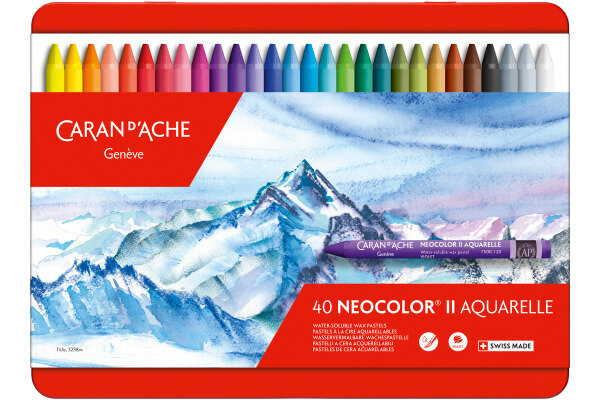 CARAN DACHE Wachsmalkreide Neocolor II 7500.340 40 Farben ass. Metallbox