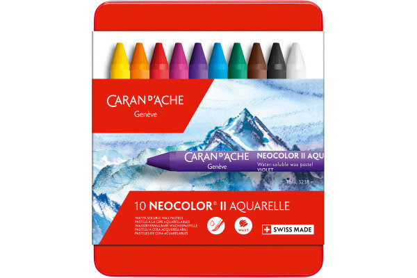 CARAN DACHE Pastels &agrave; la cire Neocolor II 7500.310 10-couleurs ass.