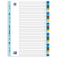 Oxford Intercalaire en plastique, A4, coloré, 12 pièces