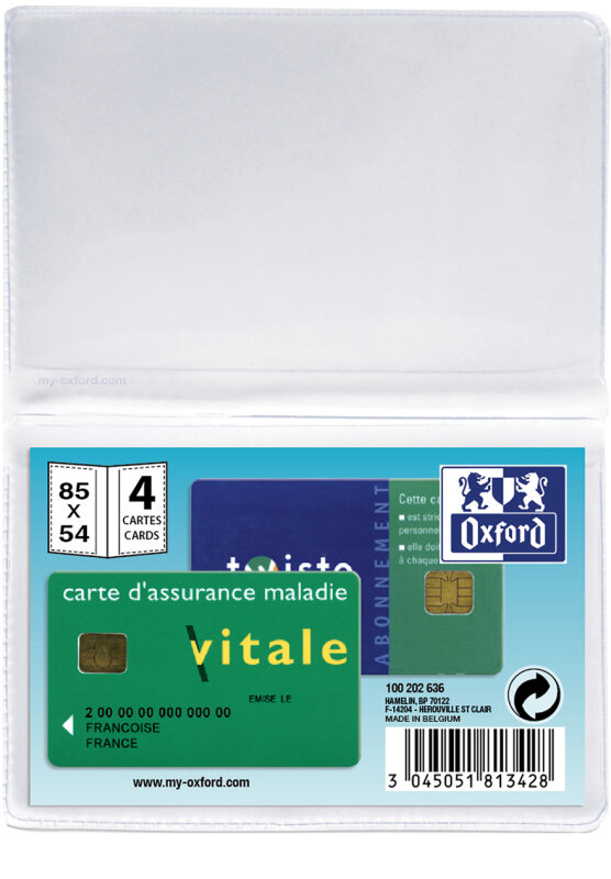 Oxford Etui pour 4 cartes de cr&eacute;dit, 0,20 mm, PVC