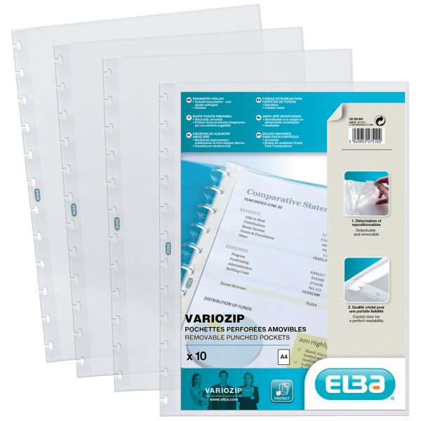 Oxford Pochettes pour protège-documents Vario-Zipp, A4