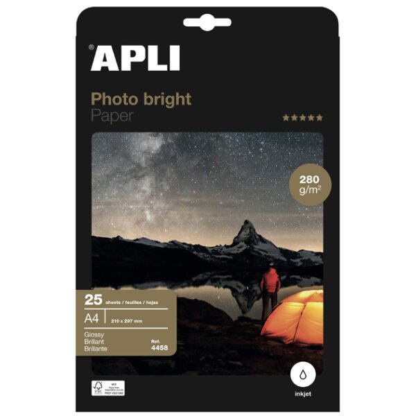 APLI Papier photo bright, A4, 200 g/m2, brillant
