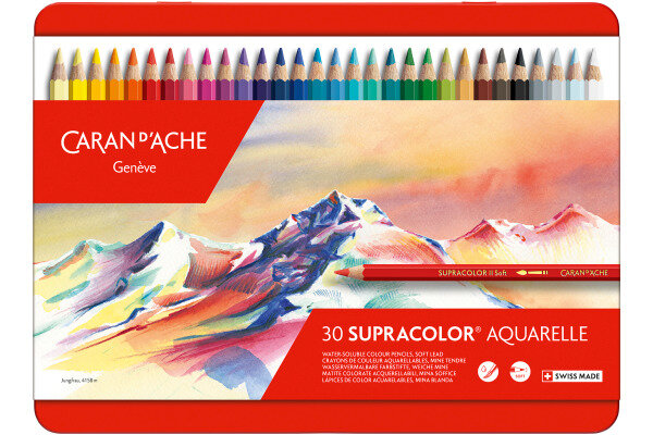 CARAN DACHE Crayon coul. Supracolor 3,8mm 3888.330 ass. boite m&eacute;t. 30 piece