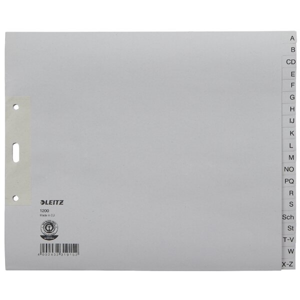 LEITZ Intercalaires en papier naturel, A-Z, A4 extra-large