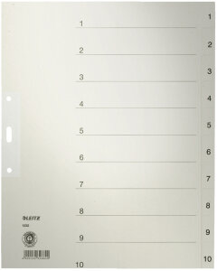 LEITZ Tauenpapier-Register, Zahlen, A4 Überbreite,...