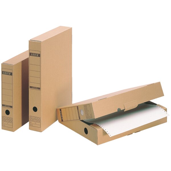 LEITZ Archiv-Schachtel, mit Verschlusslasche, A4, Wellpappe