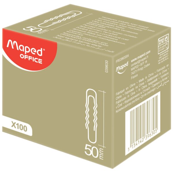 Maped Aktenklammern, vernickelt, 50 mm, gewellt