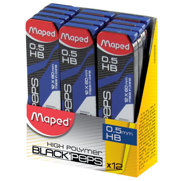 Maped Druckbleistift-Mine BLACKPEPS, 0,5 mm, 12er Display