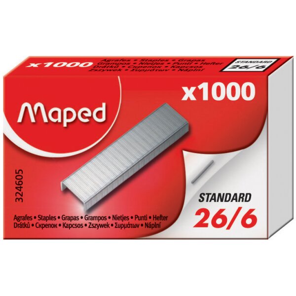 Maped Heftklammern 26 6, verzinkt, Kleinpackung