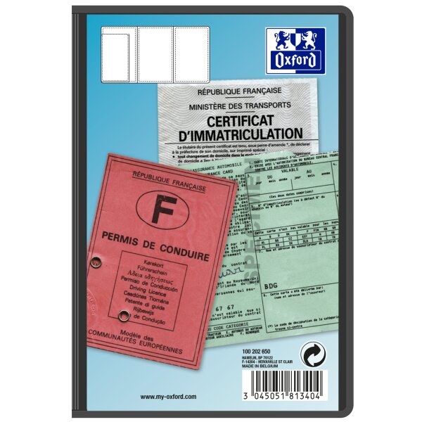 Oxford Etui de poche, PVC, 3 volets, 0,20 mm, 75 x 105 mm