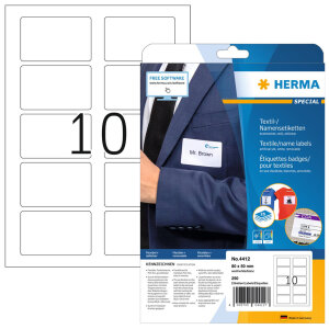 HERMA Etiquettes badges SPECIAL, 80 x 50 mm, blanc