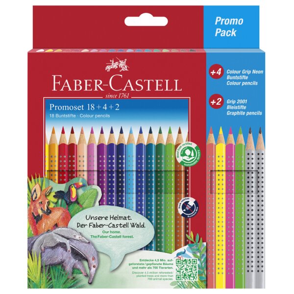 FABER-CASTELL Dreikant-Buntstifte Colour GRIP, Promoetui