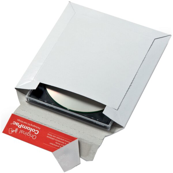 ColomPac CD Jewelcase-Versandtasche, stabile Vollpappe, weiss
